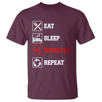 Eat Sleep Wrestle Repeat T Shirt Funny Wrestling Gym - Wonder Print Shop