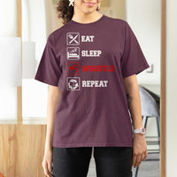 Eat Sleep Wrestle Repeat T Shirt For Women Funny Wrestling Gym - Wonder Print Shop