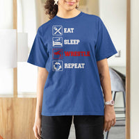 Eat Sleep Wrestle Repeat T Shirt For Women Funny Wrestling Gym - Wonder Print Shop