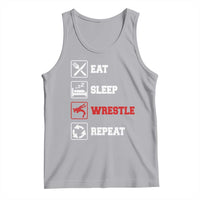 Eat Sleep Wrestle Repeat Tank Top Funny Wrestling Gym - Wonder Print Shop