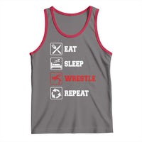 Eat Sleep Wrestle Repeat Tank Top Funny Wrestling Gym - Wonder Print Shop
