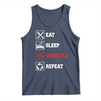 Eat Sleep Wrestle Repeat Tank Top Funny Wrestling Gym - Wonder Print Shop