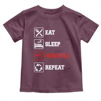 Eat Sleep Wrestle Repeat Toddler T Shirt Funny Wrestling Gym - Wonder Print Shop