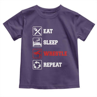 Eat Sleep Wrestle Repeat Toddler T Shirt Funny Wrestling Gym - Wonder Print Shop