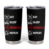 Eat Sleep Wrestle Repeat Tumbler Cup Funny Wrestling Gym - Wonder Print Shop
