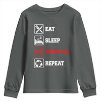 Eat Sleep Wrestle Repeat Youth Sweatshirt Funny Wrestling Gym - Wonder Print Shop