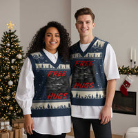 Free Hugs Wrestling V-Neck Knit Sweater Vest Funny Luchador Mexican Wrestler - Wonder Print Shop