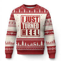 I Just Turned Heel Ugly Christmas Sweater Pro Wrestling Retro Distressed - Wonder Print Shop