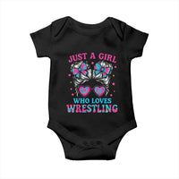 Just A Girl Who Loves Wrestling Baby Onesie Funny Wrestle Lover Wrestler Messy Bun - Wonder Print Shop