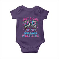 Just A Girl Who Loves Wrestling Baby Onesie Funny Wrestle Lover Wrestler Messy Bun - Wonder Print Shop