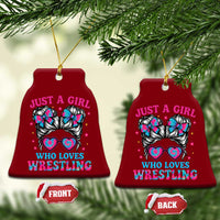 Just A Girl Who Loves Wrestling Ceramic Ornament Funny Wrestle Lover Wrestler Messy Bun - Wonder Print Shop
