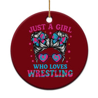 Just A Girl Who Loves Wrestling Ceramic Ornament Funny Wrestle Lover Wrestler Messy Bun - Wonder Print Shop