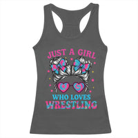Just A Girl Who Loves Wrestling Racerback Tank Top Funny Wrestle Lover Wrestler Messy Bun - Wonder Print Shop