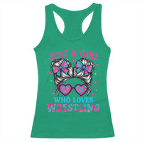 Just A Girl Who Loves Wrestling Racerback Tank Top Funny Wrestle Lover Wrestler Messy Bun - Wonder Print Shop