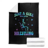 Just A Girl Who Loves Wrestling Throw Blanket Funny Wrestle Lover Wrestler - Wonder Print Shop