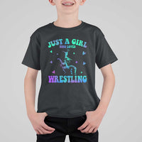 Just A Girl Who Loves Wrestling T Shirt For Kid Funny Wrestle Lover Wrestler - Wonder Print Shop