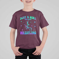 Just A Girl Who Loves Wrestling T Shirt For Kid Funny Wrestle Lover Wrestler - Wonder Print Shop