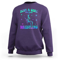 Just A Girl Who Loves Wrestling Sweatshirt Funny Wrestle Lover Wrestler - Wonder Print Shop