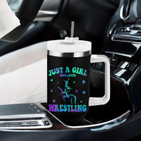 Just A Girl Who Loves Wrestling Tumbler With Handle Funny Wrestle Lover Wrestler - Wonder Print Shop