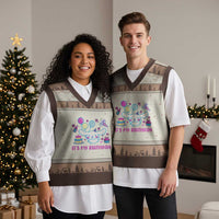 Its My Birthday V-Neck Knit Sweater Vest Girl Party Funny Bday Family Party
