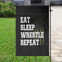 Eat Sleep Wrestle Repeat Garden Flag Funny Wrestling Gym American Flag - Wonder Print Shop