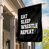 Eat Sleep Wrestle Repeat Garden Flag Funny Wrestling Gym American Flag - Wonder Print Shop