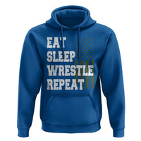 Eat Sleep Wrestle Repeat Hoodie Funny Wrestling Gym American Flag - Wonder Print Shop