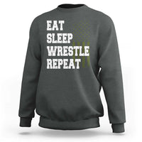 Eat Sleep Wrestle Repeat Sweatshirt Funny Wrestling Gym American Flag - Wonder Print Shop