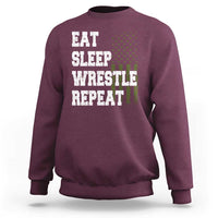 Eat Sleep Wrestle Repeat Sweatshirt Funny Wrestling Gym American Flag - Wonder Print Shop