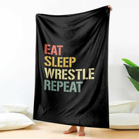 Eat Sleep Wrestle Repeat Throw Blanket Cool Wrestling - Wonder Print Shop