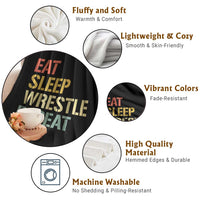 Eat Sleep Wrestle Repeat Throw Blanket Cool Wrestling - Wonder Print Shop