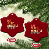Eat Sleep Wrestle Repeat Ceramic Ornament Cool Wrestling - Wonder Print Shop