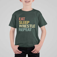 Eat Sleep Wrestle Repeat T Shirt For Kid Cool Wrestling - Wonder Print Shop
