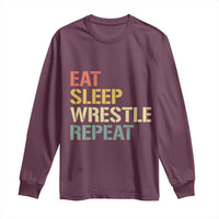 Eat Sleep Wrestle Repeat Long Sleeve Shirt Cool Wrestling - Wonder Print Shop