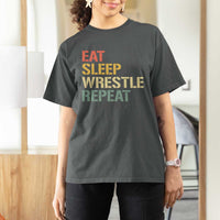 Eat Sleep Wrestle Repeat T Shirt For Women Cool Wrestling - Wonder Print Shop