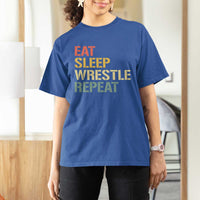 Eat Sleep Wrestle Repeat T Shirt For Women Cool Wrestling - Wonder Print Shop