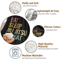 Retro Eat Sleep Jiu Jitsu Repeat Throw Blanket Vintage JiuJitsu BJJ - Wonder Print Shop