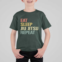 Retro Eat Sleep Jiu Jitsu Repeat T Shirt For Kid Vintage JiuJitsu BJJ - Wonder Print Shop