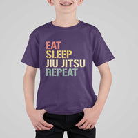 Retro Eat Sleep Jiu Jitsu Repeat T Shirt For Kid Vintage JiuJitsu BJJ - Wonder Print Shop