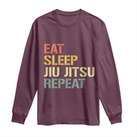 Retro Eat Sleep Jiu Jitsu Repeat Long Sleeve Shirt Vintage JiuJitsu BJJ - Wonder Print Shop
