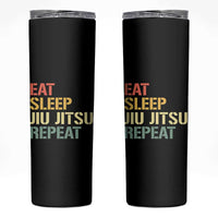 Retro Eat Sleep Jiu Jitsu Repeat Skinny Tumbler Vintage JiuJitsu BJJ - Wonder Print Shop