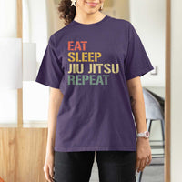 Retro Eat Sleep Jiu Jitsu Repeat T Shirt For Women Vintage JiuJitsu BJJ - Wonder Print Shop