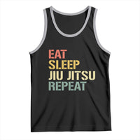 Retro Eat Sleep Jiu Jitsu Repeat Tank Top Vintage JiuJitsu BJJ - Wonder Print Shop