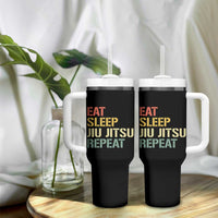 Retro Eat Sleep Jiu Jitsu Repeat Tumbler With Handle Vintage JiuJitsu BJJ - Wonder Print Shop