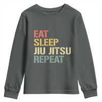 Retro Eat Sleep Jiu Jitsu Repeat Youth Sweatshirt Vintage JiuJitsu BJJ - Wonder Print Shop