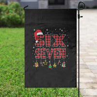 Funny Six Seven Christmas Garden Flag 67 Meme Gen Alpha Slang Red Plaid Xmas Pajamas - Wonder Print Shop