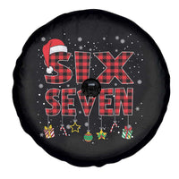 Funny Six Seven Christmas Spare Tire Cover 67 Meme Gen Alpha Slang Red Plaid Xmas Pajamas - Wonder Print Shop