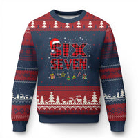 Funny Six Seven Xmas Ugly Christmas Sweater 67 Meme Gen Alpha Slang Red Plaid Xmas Pajamas - Wonder Print Shop