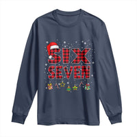 Funny Six Seven Christmas Long Sleeve Shirt 67 Meme Gen Alpha Slang Red Plaid Xmas Pajamas - Wonder Print Shop