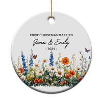 Personalised First Xmas Married Christmas Ornament Custom Name 2024 Flowers Decorations Keepsake Wedding Gifts - Wonder Print Shop